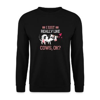 Farm Animal Farmer Gift Funny Cow - Unisex Sweatshirt - black - Front - Alina (178cm) & Michal (187cm)