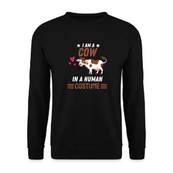 Cow Costume Party Farm Animal Gift Cow - Unisex Sweatshirt - black - Front - Alina (178cm) & Michal (187cm)