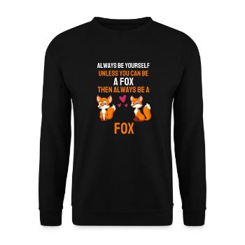 Lustiges Wald Tier Tierfreund Geschenk Fuchs - Unisex Pullover - Schwarz - Vorne - Alina (178cm) & Michal (187cm)