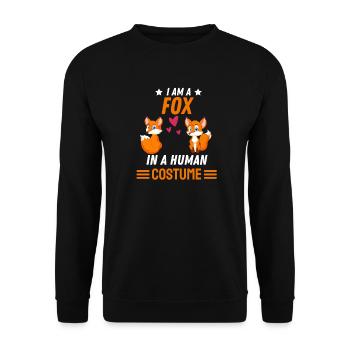 Fuchs Kostüm Party Wald Tier Geschenk Fuchs - Unisex Pullover - Schwarz - Vorne - Alina (178cm) & Michal (187cm)