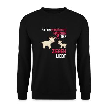 Bauernhof Tier Mädchen Geschenk Lustiges Ziege - Unisex Pullover - Schwarz - Vorne - Alina (178cm) & Michal (187cm)