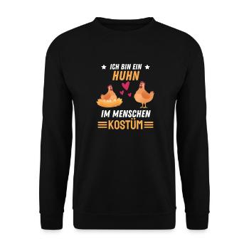 Hühner Kostüm Party Tier Geschenk Lustiges Huhn - Unisex Pullover - Schwarz - Vorne - Alina (178cm) & Michal (187cm)