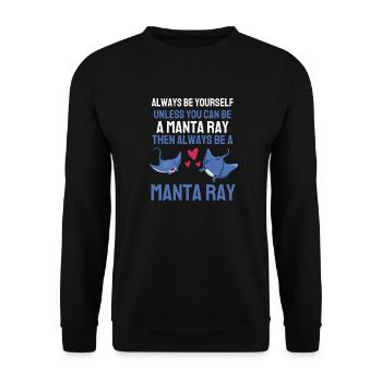 Ozean Meerestier Lustiges Geschenk Mantarochen - Unisex Pullover - Schwarz - Vorne - Alina (178cm) & Michal (187cm)