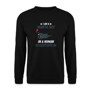 Rochen Kostüm Party Lustiges Geschenk Mantarochen - Unisex Pullover - Schwarz - Vorne - Alina (178cm) & Michal (187cm)