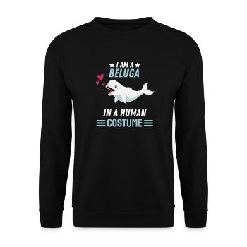 Beluga Kostüm Party Meerestier Geschenk Beluga Wal - Unisex Pullover - Schwarz - Vorne - Alina (178cm) & Michal (187cm)