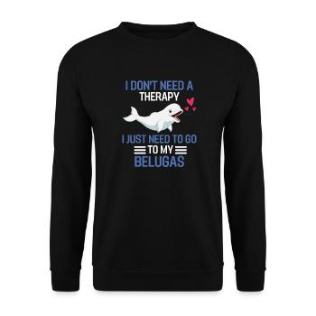 Wal Therapie Meerestier Lustiges Geschenk Beluga - Unisex Pullover - Schwarz - Vorne - Alina (178cm) & Michal (187cm)