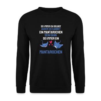 Lustiges Meeresbewohner Geschenk Mantarochen - Unisex Pullover - Schwarz - Vorne - Alina (178cm) & Michal (187cm)