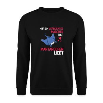 Rochen Mädchen Meerestier Geschenk Mantarochen - Unisex Pullover - Schwarz - Vorne - Alina (178cm) & Michal (187cm)