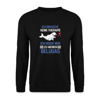 Ozean Tierliebahber Wal Therapie Geschenk Beluga - Unisex Pullover - Schwarz - Vorne - Alina (178cm) & Michal (187cm)