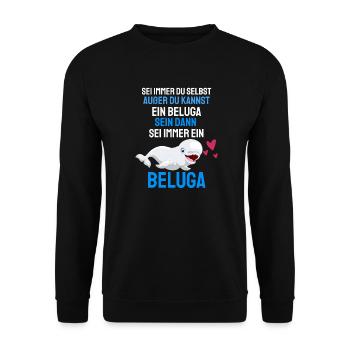 Meerestier Ozean Tier Geschenk Lustiges Beluga Wal - Unisex Pullover - Schwarz - Vorne - Alina (178cm) & Michal (187cm)