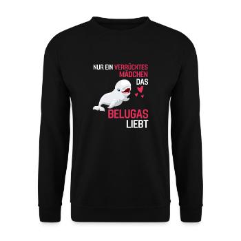 Beluga Wal Mädchen Ozean Tier Geschenk Beluga - Unisex Pullover - Schwarz - Vorne - Alina (178cm) & Michal (187cm)