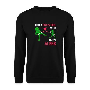 Alien Sci Fi Girl Gift Alien - Unisex Sweatshirt - black - Front - Alina (178cm) & Michal (187cm)