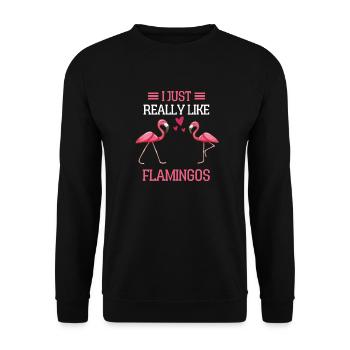 Oiseau tropical drôle cadeau flamant rose - Sweat-shirt Unisexe - noir - Devant - Alina (178cm) & Michal (187cm)