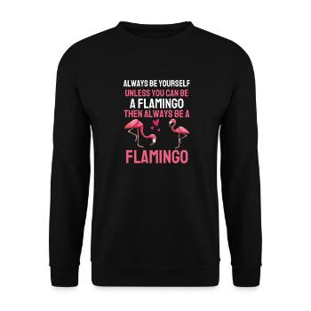 Exotisches Tier Vogel Geschenk Lustiges Flamingo - Unisex Pullover - Schwarz - Vorne - Alina (178cm) & Michal (187cm)