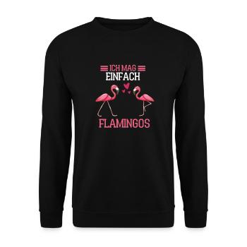 Exotisches Tier Geschenk Lustiges Rosa Flamingo - Unisex Pullover - Schwarz - Vorne - Alina (178cm) & Michal (187cm)