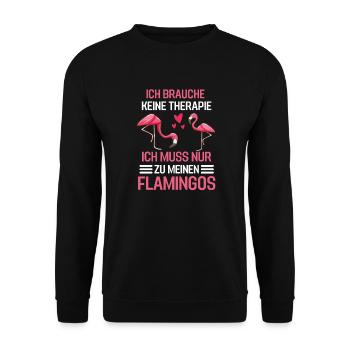 Tier Therapie Tropischer Vogel Geschenk Flamingo - Unisex Pullover - Schwarz - Vorne - Alina (178cm) & Michal (187cm)