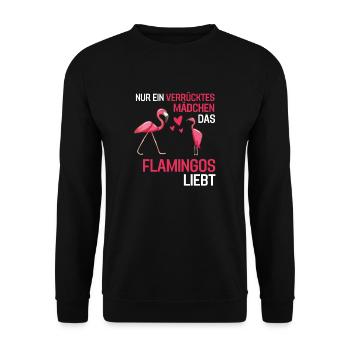Exotisches Tier Mädchen Vogel Geschenk Flamingo - Unisex Pullover - Schwarz - Vorne - Alina (178cm) & Michal (187cm)