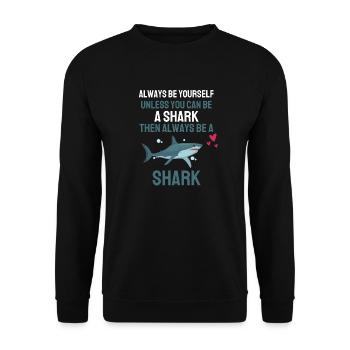 Lustiges Geschenk Raubtier Ozean Tier Hai - Unisex Pullover - Schwarz - Vorne - Alina (178cm) & Michal (187cm)