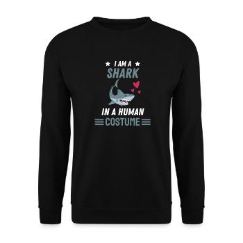 Ocean Animal Shark Costume Gift Funny Shark - Unisex Sweatshirt - black - Front - Alina (178cm) & Michal (187cm)