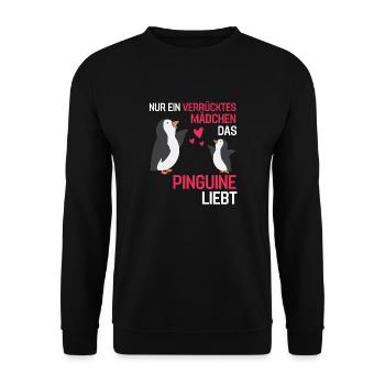 Pinguin Mädchen Zoo Tier Geschenk Vogel Pinguin - Unisex Pullover - Schwarz - Vorne - Alina (178cm) & Michal (187cm)