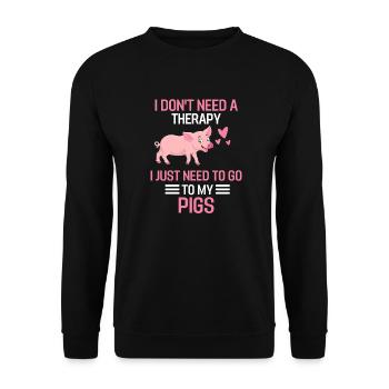 Farm Animal Therapy Farmer Gift Pig - Unisex Sweatshirt - black - Front - Alina (178cm) & Michal (187cm)