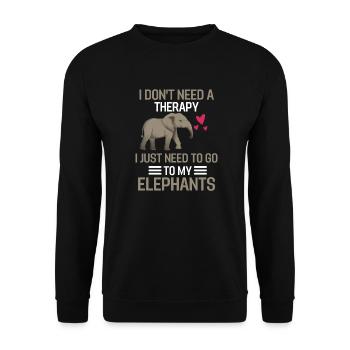 Elefanten Therapie Tier Geschenk Lustiges Elefant - Unisex Pullover - Schwarz - Vorne - Alina (178cm) & Michal (187cm)