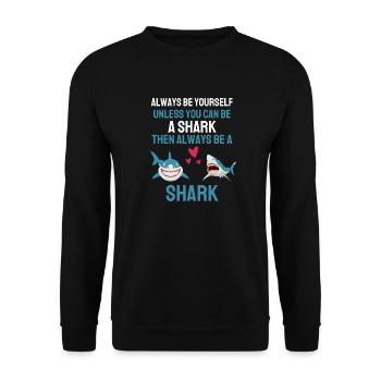 Ozean Tierliebhaber Raubtier Geschenk Lustiges Hai - Unisex Pullover - Schwarz - Vorne - Alina (178cm) & Michal (187cm)