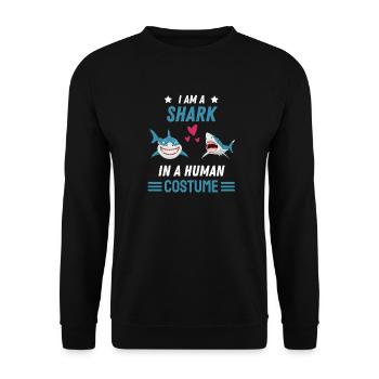 Shark Costume Party Predator Gift Funny Shark - Unisex Sweatshirt - black - Front - Alina (178cm) & Michal (187cm)