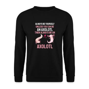 Mexikanischer Salamander Geschenk Lustiges Axolotl - Unisex Pullover - Schwarz - Vorne - Alina (178cm) & Michal (187cm)