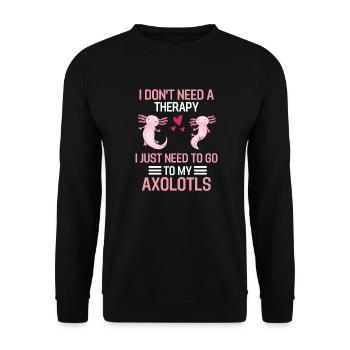 Mexikanische Amphibien Lustiges Geschenk Axolotl - Unisex Pullover - Schwarz - Vorne - Alina (178cm) & Michal (187cm)