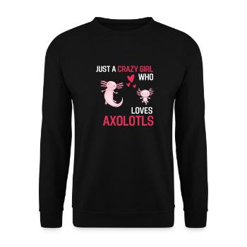 Mexican Salamander Girl Gift Axolotl - Unisex Sweatshirt - black - Front - Alina (178cm) & Michal (187cm)