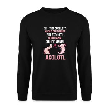 Mexikanischer Salamander Lustiges Geschenk Axolotl - Unisex Pullover - Schwarz - Vorne - Alina (178cm) & Michal (187cm)