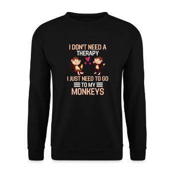 Zoo Animal Chimpanzé Thérapie Cadeau Singe Drôle - Sweat-shirt Unisexe - noir - Devant - Alina (178cm) & Michal (187cm)