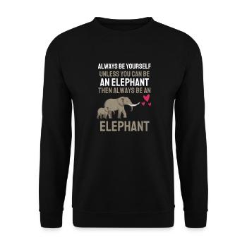 Africa Animal Lovers Gift Funny Elephant - Unisex Sweatshirt - black - Front - Alina (178cm) & Michal (187cm)