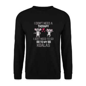 Koala Thérapie Zoo Animal Cadeau Koala Drôle - Sweat-shirt Unisexe - noir - Devant - Alina (178cm) & Michal (187cm)
