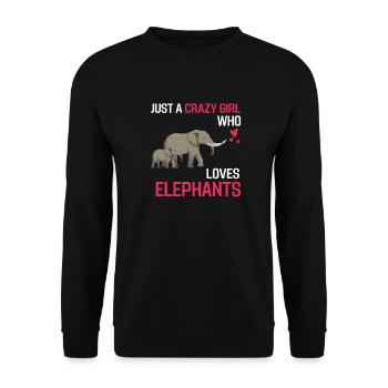 Elephant Girl Africa Animal Gift Elephant - Unisex Sweatshirt - black - Front - Alina (178cm) & Michal (187cm)
