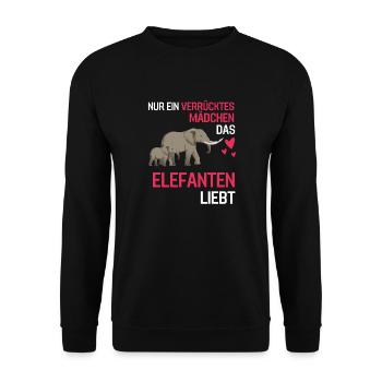 Afrika Tierliebhaber Mädchen Geschenk Elefant - Unisex Pullover - Schwarz - Vorne - Alina (178cm) & Michal (187cm)
