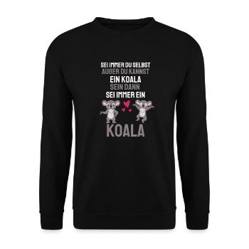 Australien Zoo Tier Geschenk Lustiges Koala - Unisex Pullover - Schwarz - Vorne - Alina (178cm) & Michal (187cm)
