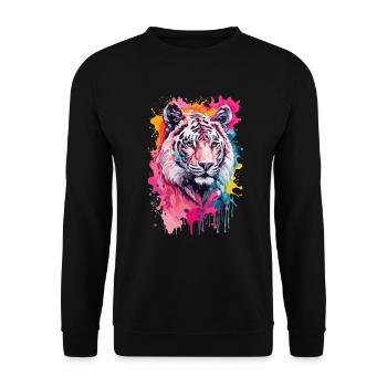 Lion Cool and Cool in Watercolors - Unisex Sweatshirt - black - Front - Alina (178cm) & Michal (187cm)