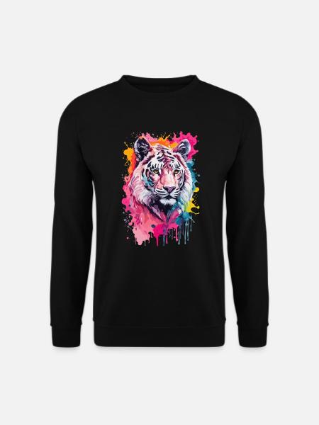 Löwe cool und cool in Aquarellfarben - Unisex Pullover - Schwarz