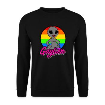 Gaylien LGBT Homosexuell Stolz Alien-Kleidung - Unisex Pullover - Schwarz - Vorne - Alina (178cm) & Michal (187cm)