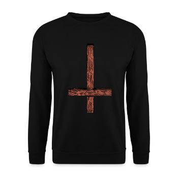 Unheiliges Petruskreuz Satanismus Kreuz Okkultes P - Unisex Pullover - Schwarz - Vorne - Alina (178cm) & Michal (187cm)