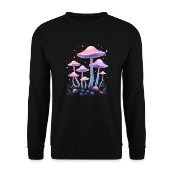 Magic Mushrooms Design - Mystic Forest - Unisex Sweatshirt - black - Front - Alina (178cm) & Michal (187cm)