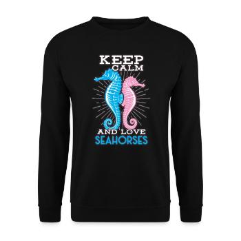 Seepferd - Unisex Pullover - Schwarz - Vorne - Alina (178cm) & Michal (187cm)