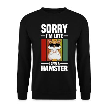 Hamster Liebhaber | Hamster Nagetiere Geschenkidee - Unisex Pullover - Schwarz - Vorne - Alina (178cm) & Michal (187cm)