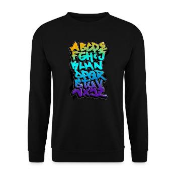 GRAFFITI-ALPHABET - Unisex Pullover - Schwarz - Vorne - Alina (178cm) & Michal (187cm)