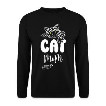 Cat Mom - Unisex Pullover - Schwarz - Vorne - Alina (178cm) & Michal (187cm)