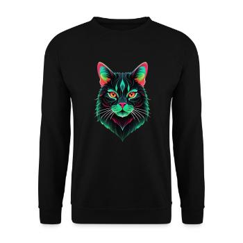 Chat noir mystique et fluo - Sweat-shirt Unisexe - noir - Devant - Alina (178cm) & Michal (187cm)