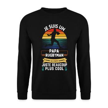 Father's Day T-shirt - Cool Rugby Dad - Unisex Sweatshirt - black - Front - Alina (178cm) & Michal (187cm)