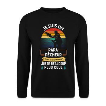 T-shirt de la fête des pères - Papa Pêcheur Cool - Sweat-shirt Unisexe - noir - Devant - Alina (178cm) & Michal (187cm)